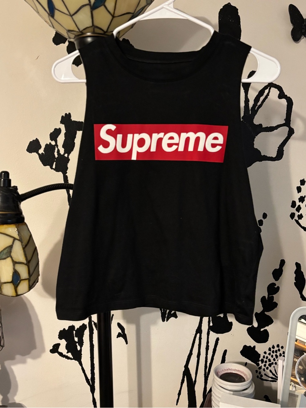 Black Tank Top with Red Box Logo